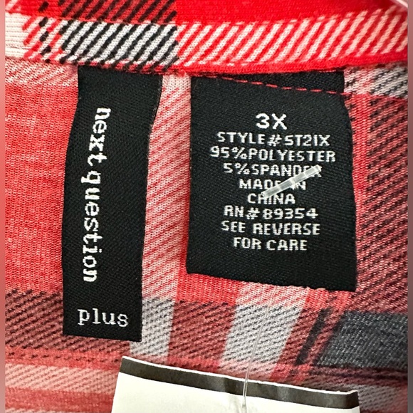 Next Question Red and Black Plaid Shirt Dress - Size 3X - Picture 5 of 5